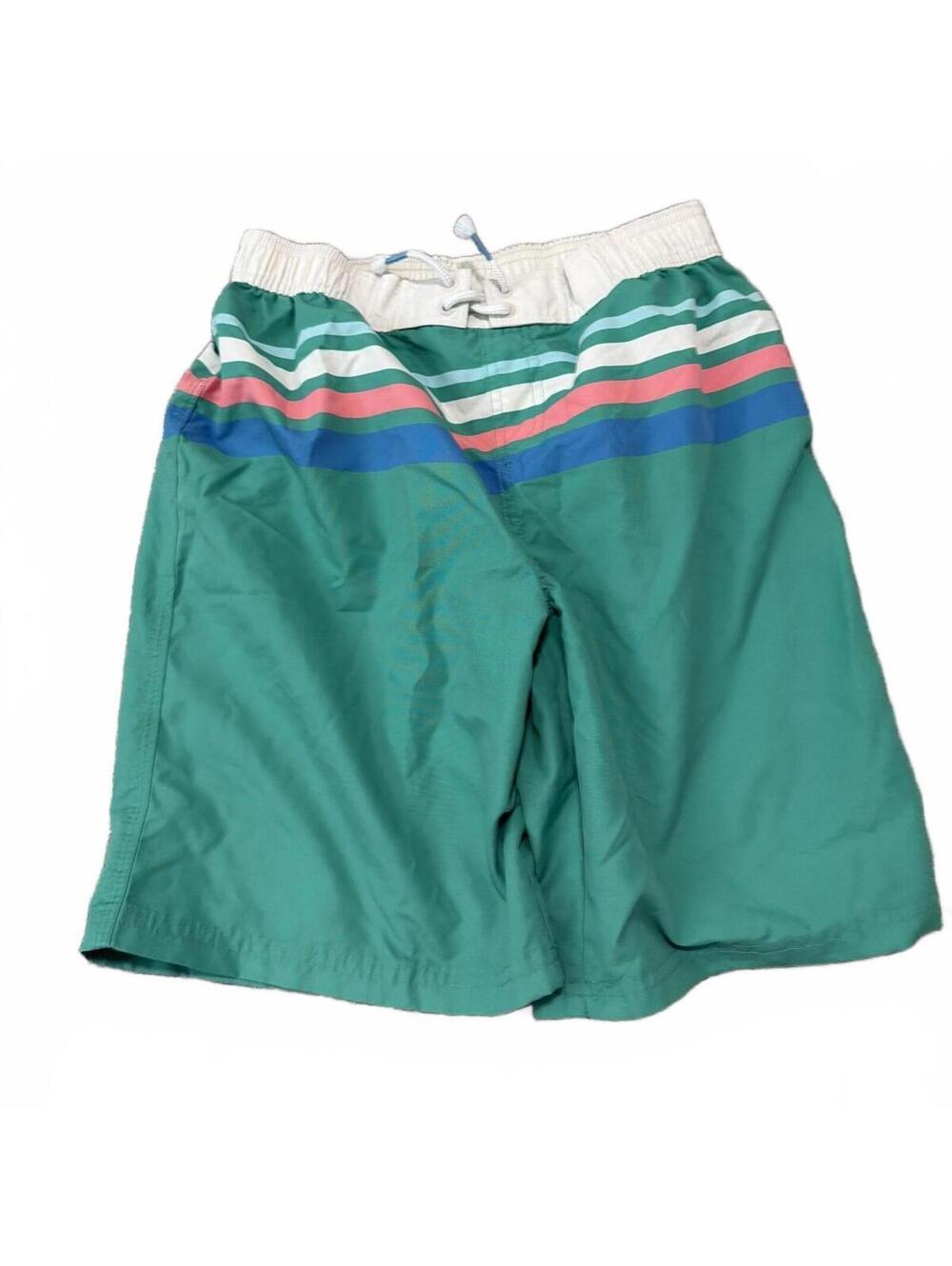 Mini Boden Swim Shorts Striped Green - Boys 13/14Y